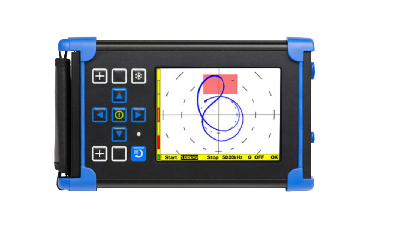 Bond tester showing an impedance plane display